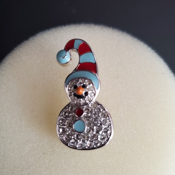 Swarovski‎ Snowman Pin Rhodium Plate Blue & Red Enamel & Clear Crystals NWT Swan - Picture 8 of 10